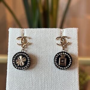 CHANEL Resin Crystal Drop Earrings